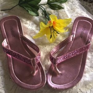 Pink Glitter Flip Flops
